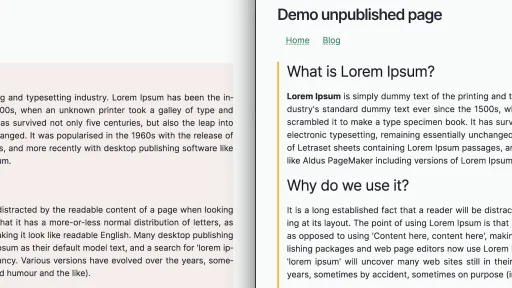 unpublished node view comparison